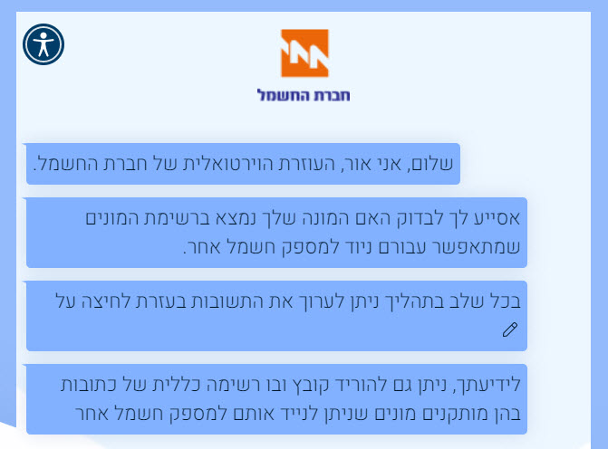 בוט חברת החשמל לבדיקת סוג מונה